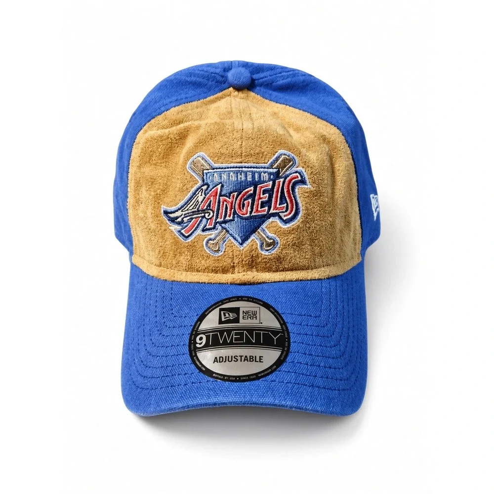 New Era 9TWENTY Anaheim Angels Hat Men's OSFM Blue Tan Terry Cloth Logo Cap NWT